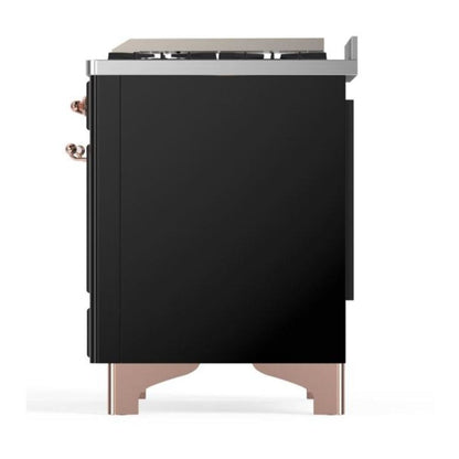 ILVE Majestic II 36 inch Triple Glass Door Natural Gas Dual Fuel Range Copper Glossy Black