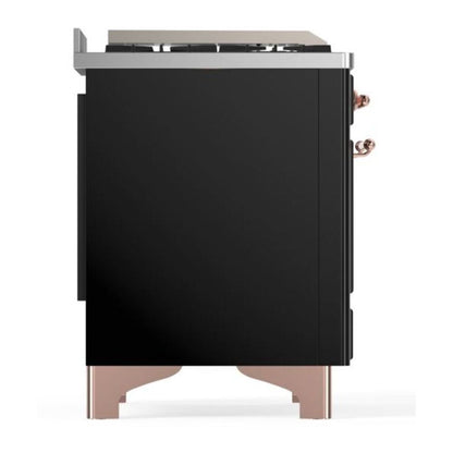 ILVE Majestic II 36 inch Triple Glass Door Natural Gas Dual Fuel Range Copper Glossy Black