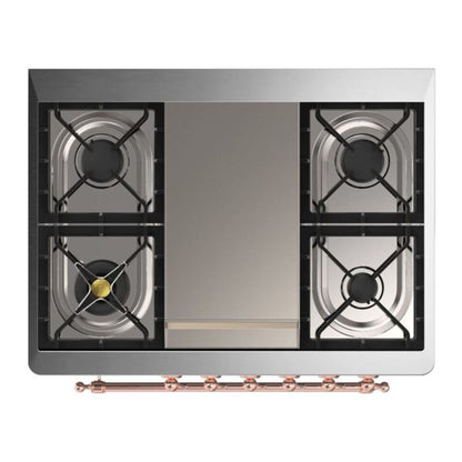 ILVE Majestic II 36 inch Triple Glass Door Natural Gas Dual Fuel Range Copper Glossy Black