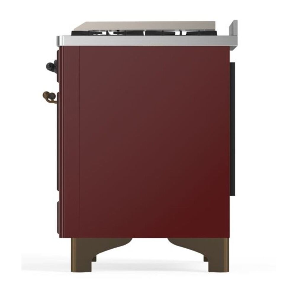 ILVE Majestic II 36 inch Triple Glass Door Natural Gas Dual Fuel Range Burnished Burgundy