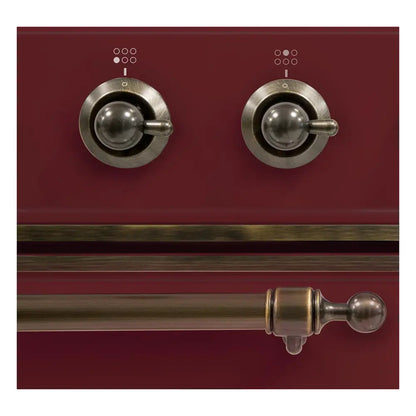 ILVE Majestic II 36 inch Triple Glass Door Natural Gas Dual Fuel Range Burnished Burgundy