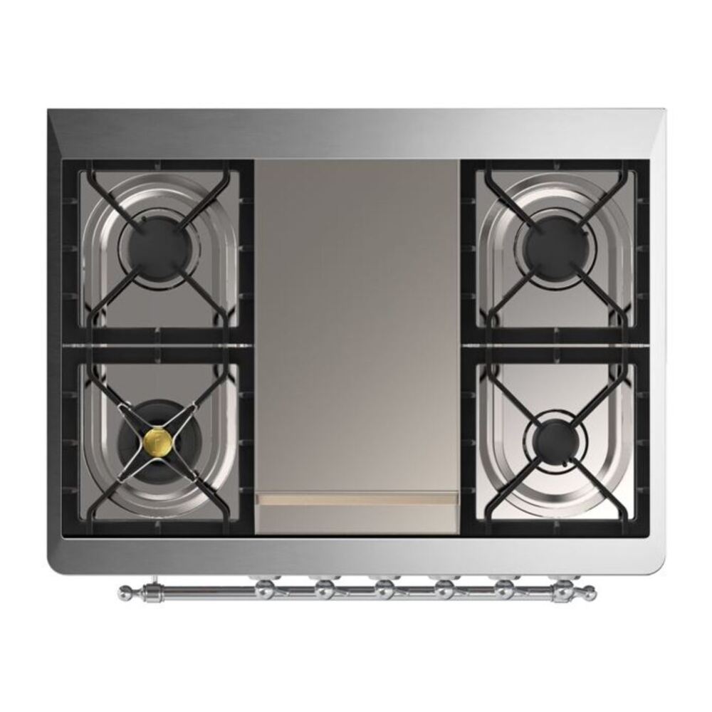 ILVE Majestic II 36 inch Triple Glass Door Natural Gas Dual Fuel Range Chrome Burgundy