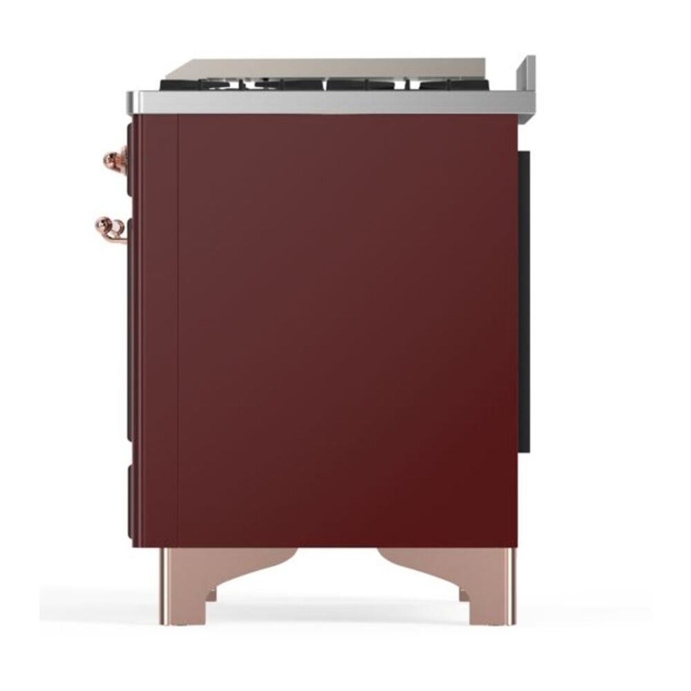 ILVE Majestic II 36 inch Triple Glass Door Natural Gas Dual Fuel Range Copper Burgundy