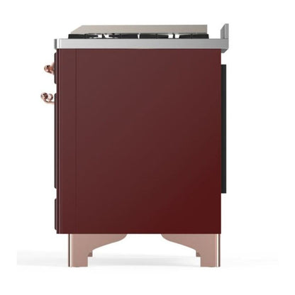 ILVE Majestic II 36 inch Triple Glass Door Natural Gas Dual Fuel Range Copper Burgundy