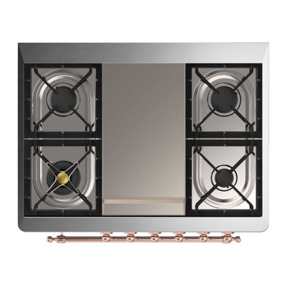 ILVE Majestic II 36 inch Triple Glass Door Natural Gas Dual Fuel Range Copper Burgundy