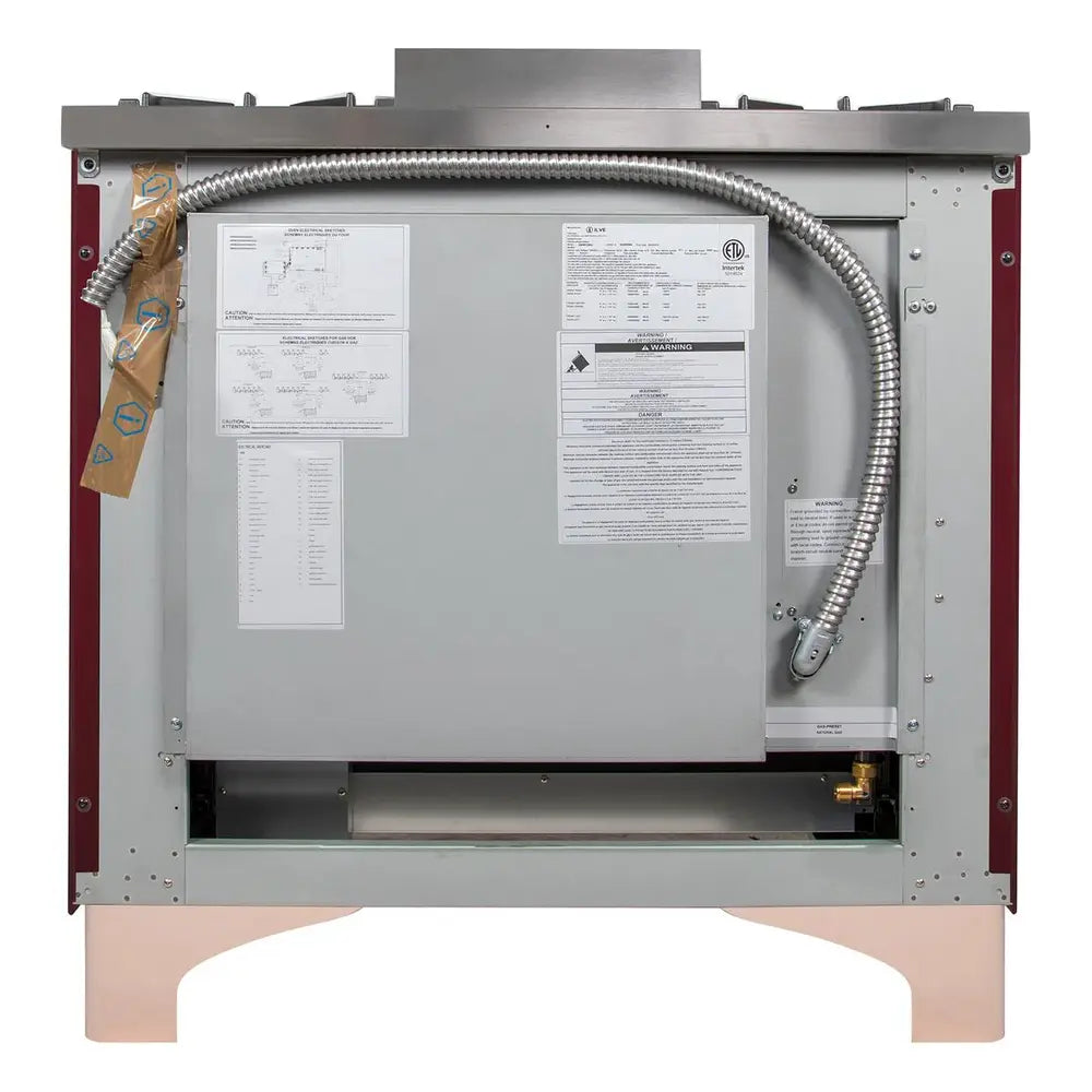 ILVE Majestic II 36 inch Triple Glass Door Natural Gas Dual Fuel Range Copper Burgundy