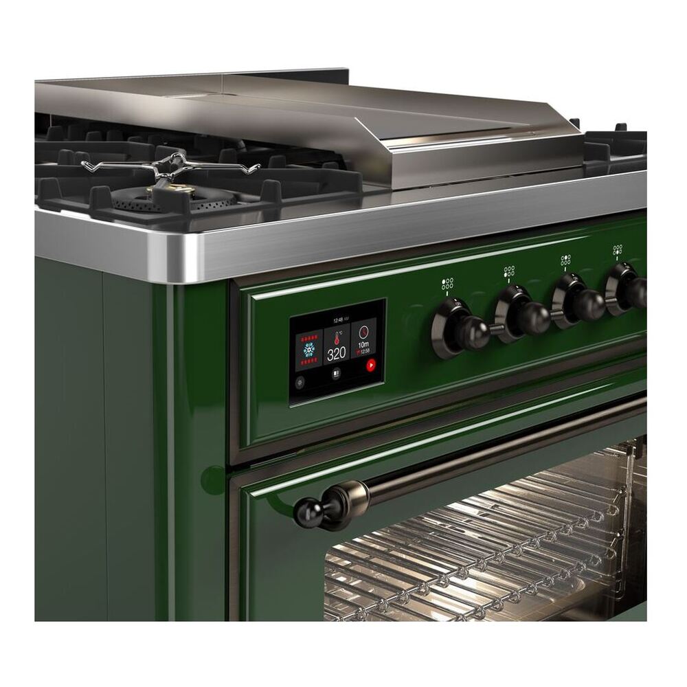 ILVE Majestic II 36 inch Triple Glass Door Natural Gas Dual Fuel Range Burnished Emerald Green
