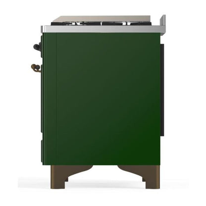 ILVE Majestic II 36 inch Triple Glass Door Natural Gas Dual Fuel Range Burnished Emerald Green