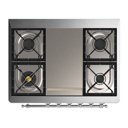 ILVE Majestic II 36 inch Triple Glass Door Natural Gas Dual Fuel Range Chrome Emerald Green