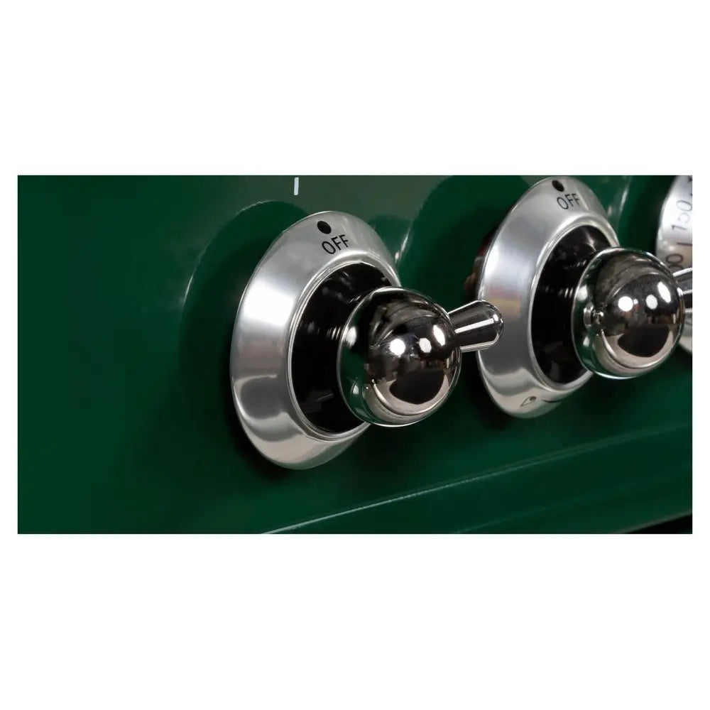 ILVE Majestic II 36 inch Triple Glass Door Natural Gas Dual Fuel Range Chrome Emerald Green