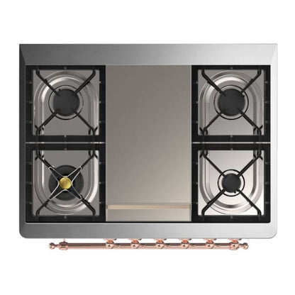 ILVE Majestic II 36 inch Triple Glass Door Natural Gas Dual Fuel Range Copper Emerald Green