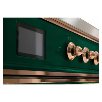 ILVE Majestic II 36 inch Triple Glass Door Natural Gas Dual Fuel Range Copper Emerald Green