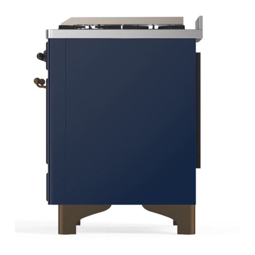 ILVE Majestic II 36 inch Triple Glass Door Natural Gas Dual Fuel Range Chrome Midnight Blue