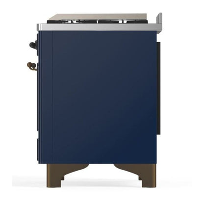 ILVE Majestic II 36 inch Triple Glass Door Natural Gas Dual Fuel Range Chrome Midnight Blue