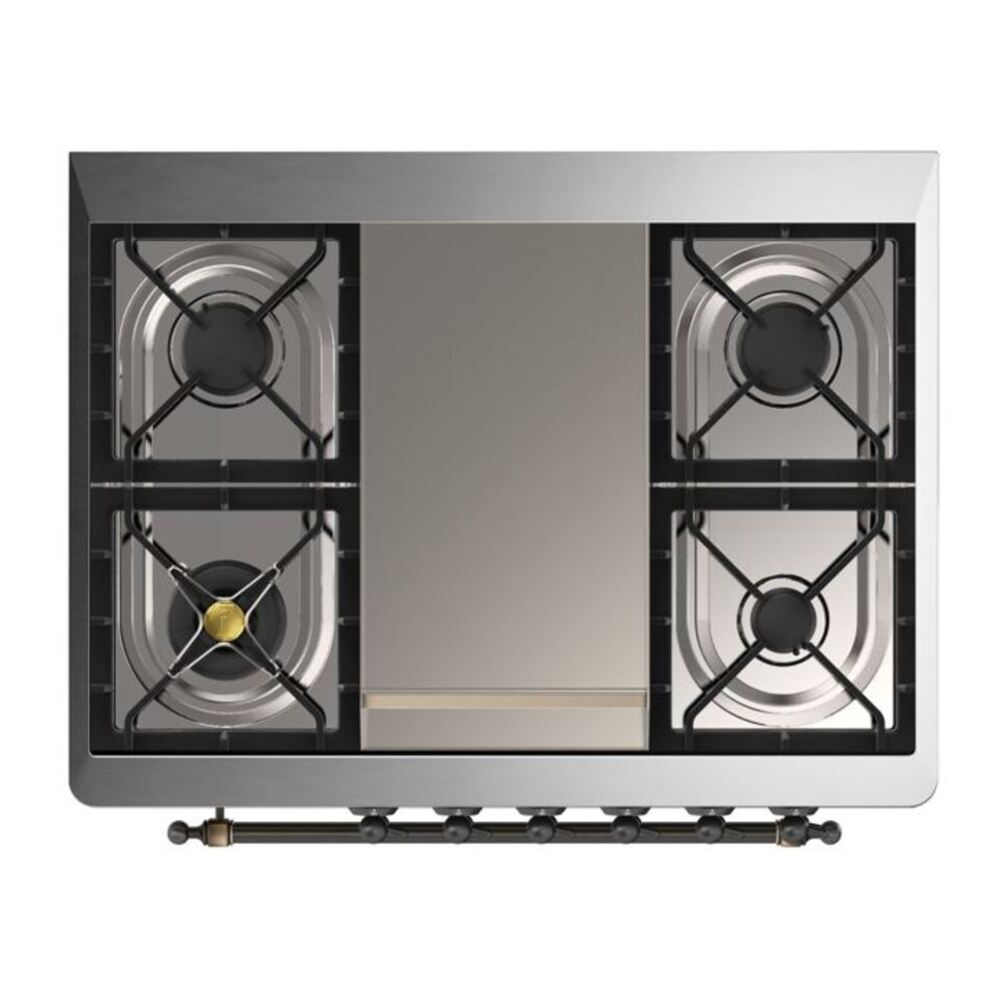 ILVE Majestic II 36 inch Triple Glass Door Natural Gas Dual Fuel Range Burnished Midnight Blue