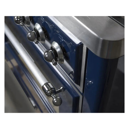 ILVE Majestic II 36 inch Triple Glass Door Natural Gas Dual Fuel Range Chrome Midnight Blue