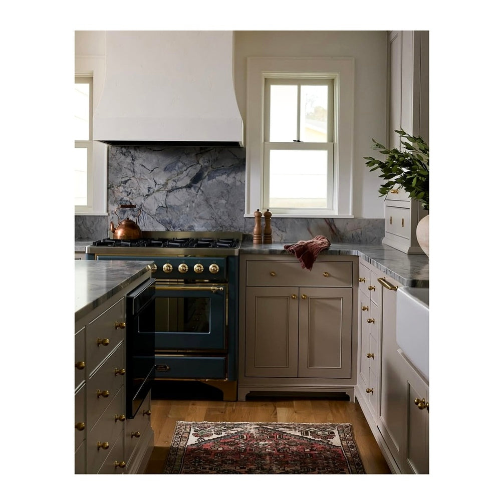 ILVE Majestic II 36 inch Triple Glass Door Natural Gas Dual Fuel Range Brass Midnight Blue