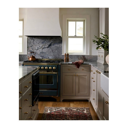 ILVE Majestic II 36 inch Triple Glass Door Natural Gas Dual Fuel Range Brass Midnight Blue