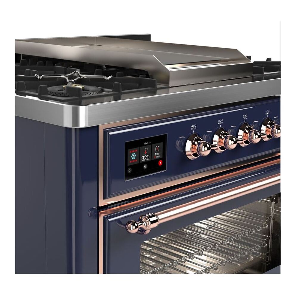 ILVE Majestic II 36 inch Triple Glass Door Natural Gas Dual Fuel Range Copper Midnight Blue