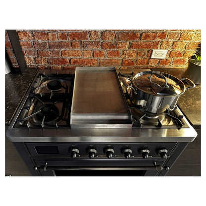 ILVE Majestic II 36 inch Triple Glass Door Natural Gas Dual Fuel Range Burnished Graphite Matte