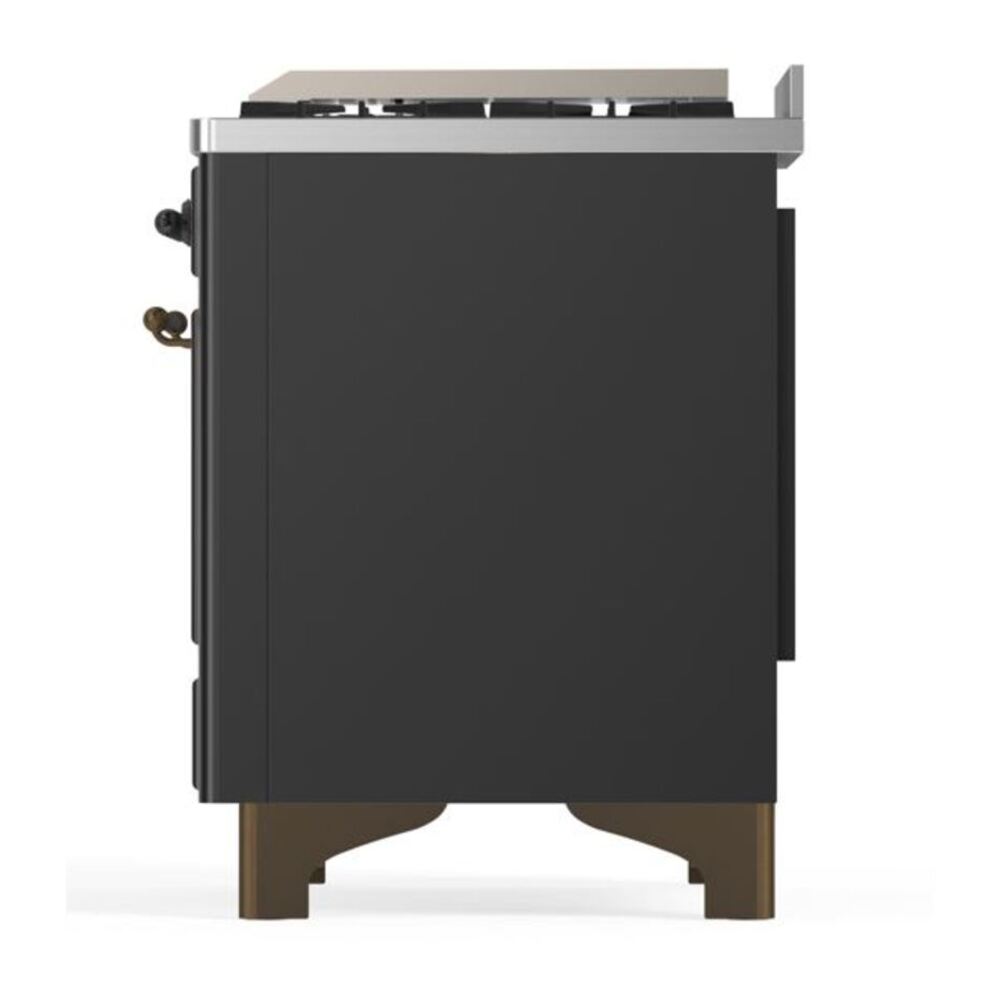 ILVE Majestic II 36 inch Triple Glass Door Natural Gas Dual Fuel Range Burnished Graphite Matte