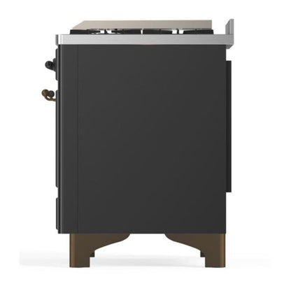 ILVE Majestic II 36 inch Triple Glass Door Natural Gas Dual Fuel Range Burnished Graphite Matte