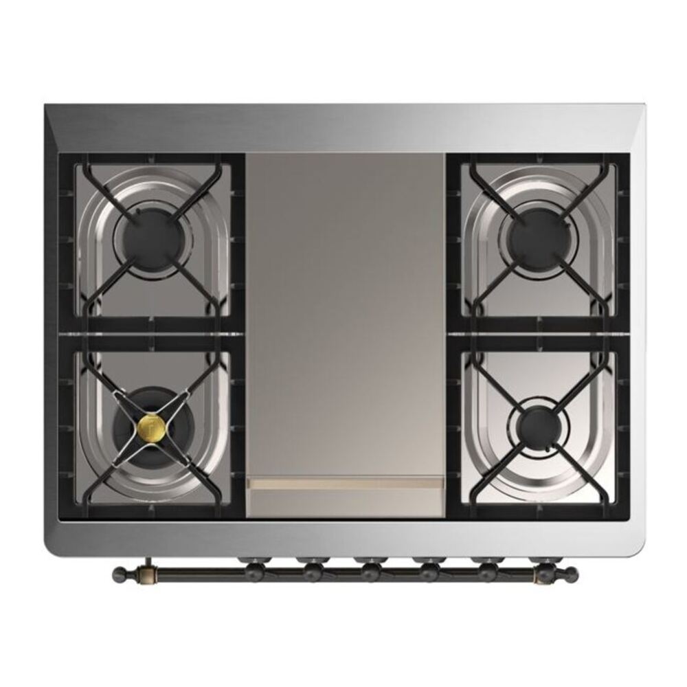 ILVE Majestic II 36 inch Triple Glass Door Natural Gas Dual Fuel Range Burnished Graphite Matte