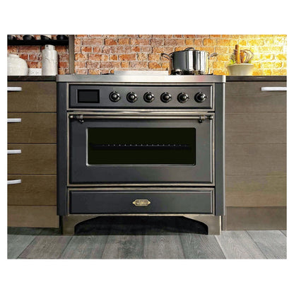 ILVE Majestic II 36 inch Triple Glass Door Natural Gas Dual Fuel Range Burnished Graphite Matte