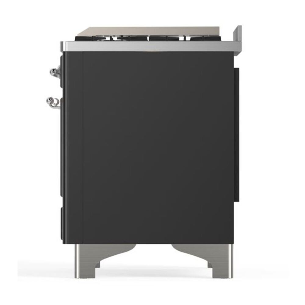 ILVE Majestic II 36 inch Triple Glass Door Natural Gas Dual Fuel Range Chrome Graphite Matte