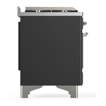 ILVE Majestic II 36 inch Triple Glass Door Natural Gas Dual Fuel Range Chrome Graphite Matte