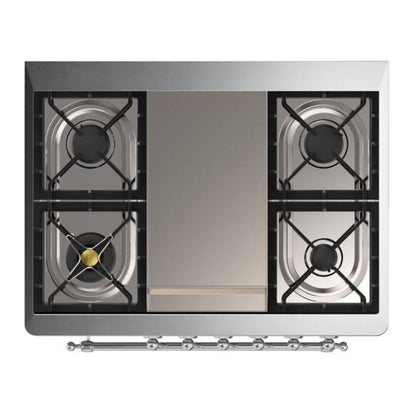 ILVE Majestic II 36 inch Triple Glass Door Natural Gas Dual Fuel Range Chrome Graphite Matte