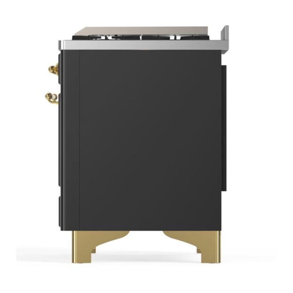 ILVE Majestic II 36 inch Triple Glass Door Natural Gas Dual Fuel Range Brass Graphite Matte