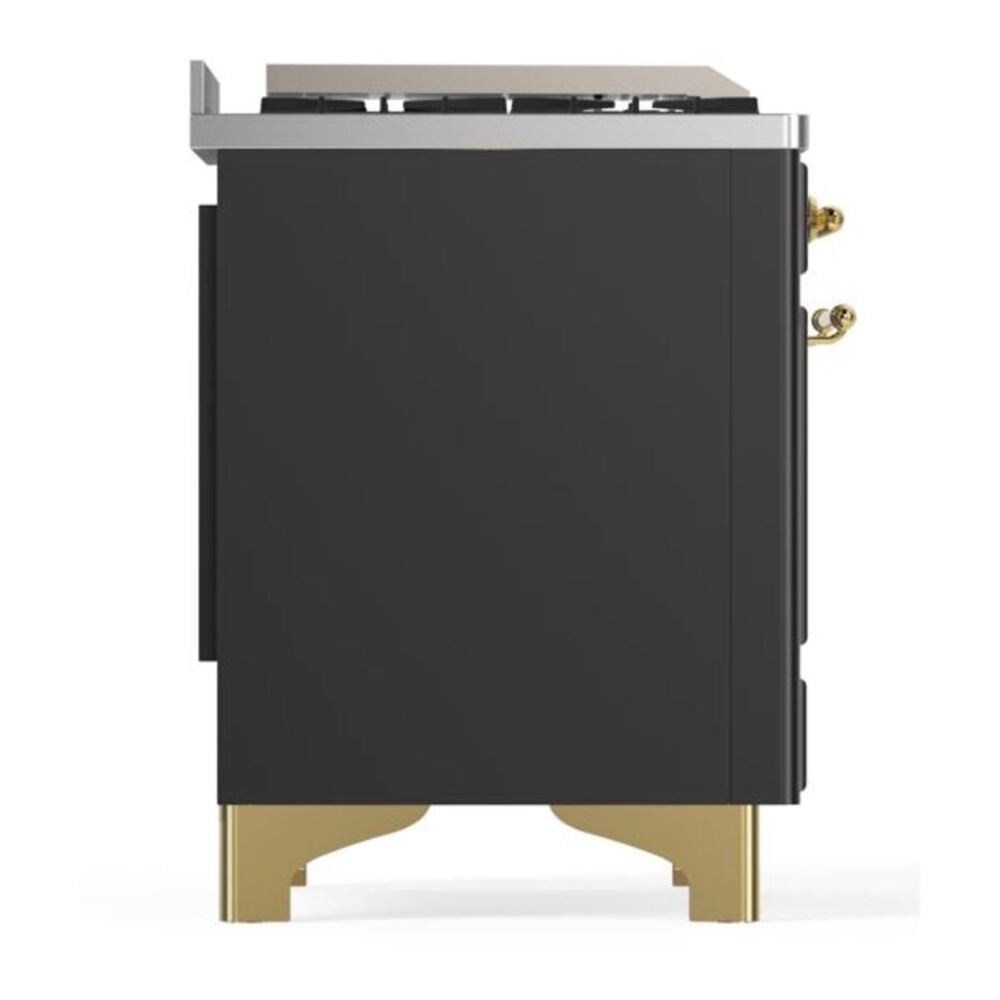 ILVE Majestic II 36 inch Triple Glass Door Natural Gas Dual Fuel Range Brass Graphite Matte