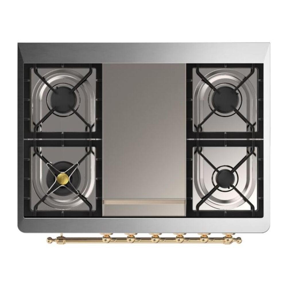 ILVE Majestic II 36 inch Triple Glass Door Natural Gas Dual Fuel Range Brass Graphite Matte