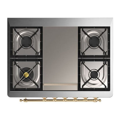 ILVE Majestic II 36 inch Triple Glass Door Natural Gas Dual Fuel Range Brass Graphite Matte