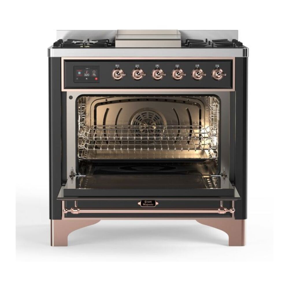 ILVE Majestic II 36 inch Triple Glass Door Dual Fuel Range Copper Graphite Matte