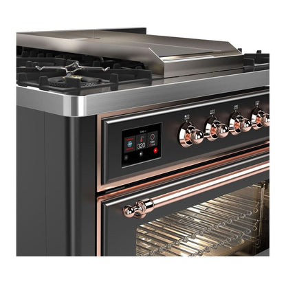 ILVE Majestic II 36 inch Triple Glass Door Dual Fuel Range Copper Graphite Matte