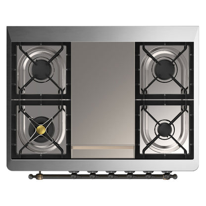 ILVE Majestic II 36" RAL Dual Fuel Range with 6 Burners and Griddle Triple Glass Door Liquid Propane