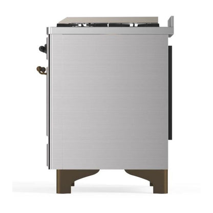 ILVE Majestic II 36" Stainless Steel Dual Fuel Range with 6 Burners and Griddle Triple Glass Door Liquid Propane