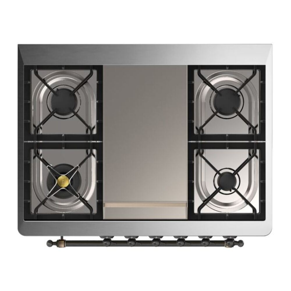 ILVE Majestic II 36" Stainless Steel Dual Fuel Range with 6 Burners and Griddle Triple Glass Door Liquid Propane