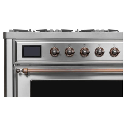 ILVE Majestic II 36" Stainless Steel Dual Fuel Range with 6 Burners and Griddle Triple Glass Door Liquid Propane