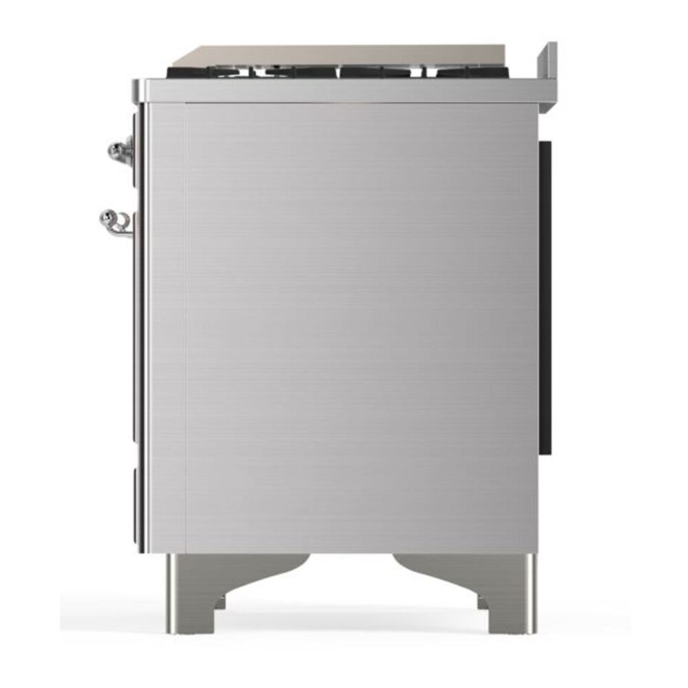 ILVE Majestic II 36 inch Triple Glass Door Natural Gas Dual Fuel Range Chrome Stainless Steel