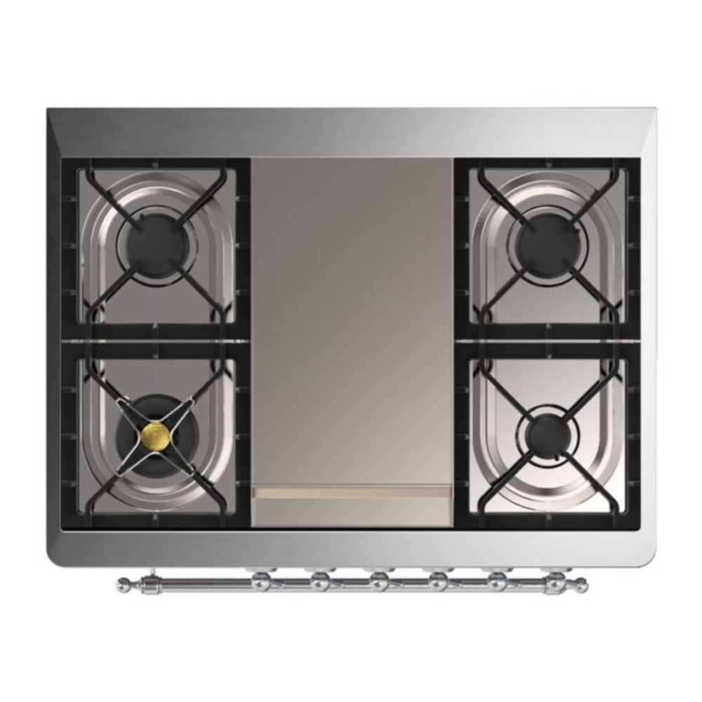 ILVE Majestic II 36 inch Triple Glass Door Natural Gas Dual Fuel Range Chrome Stainless Steel