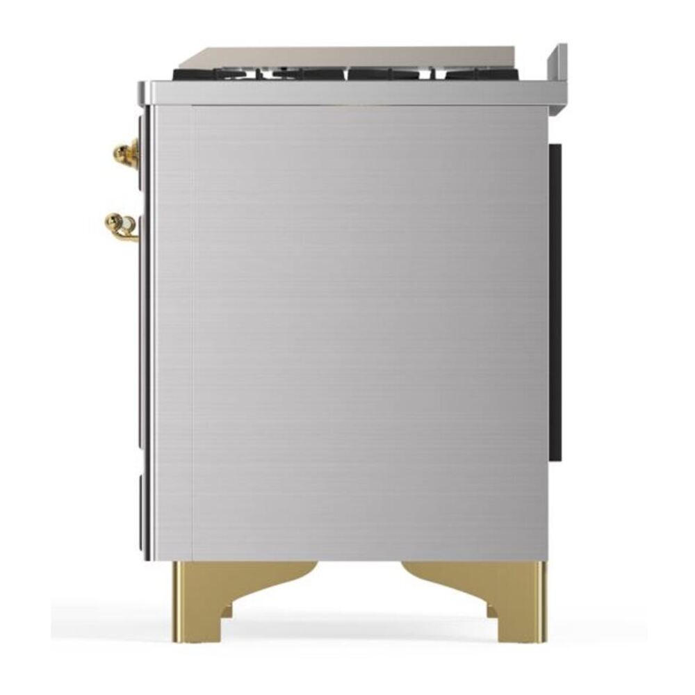 ILVE Majestic II 36 inch Triple Glass Door Natural Gas Dual Fuel Range Brass Stainless Steel