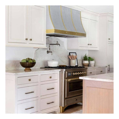 ILVE Majestic II 36 inch Triple Glass Door Natural Gas Dual Fuel Range Brass Stainless Steel