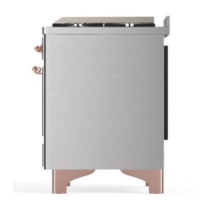 ILVE Majestic II 36 inch Triple Glass Door Natural Gas Dual Fuel Range Copper Stainless Steel