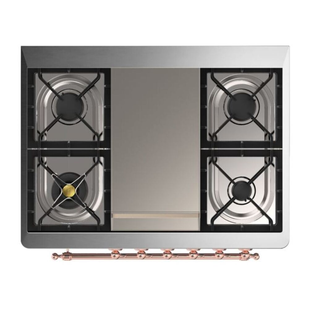 ILVE Majestic II 36 inch Triple Glass Door Natural Gas Dual Fuel Range Copper Stainless Steel