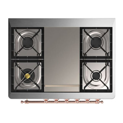 ILVE Majestic II 36 inch Triple Glass Door Natural Gas Dual Fuel Range Copper Stainless Steel
