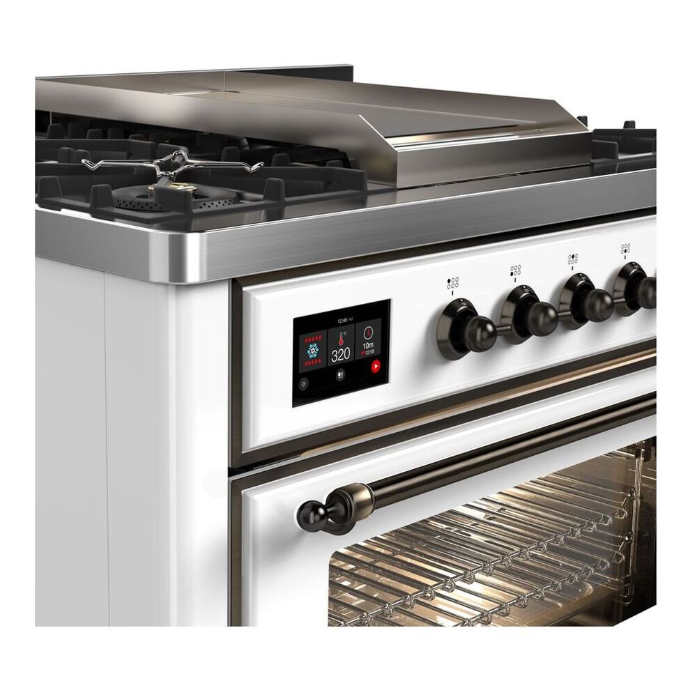 ILVE Majestic II 36 inch Triple Glass Door Natural Gas Dual Fuel Range Burnished White