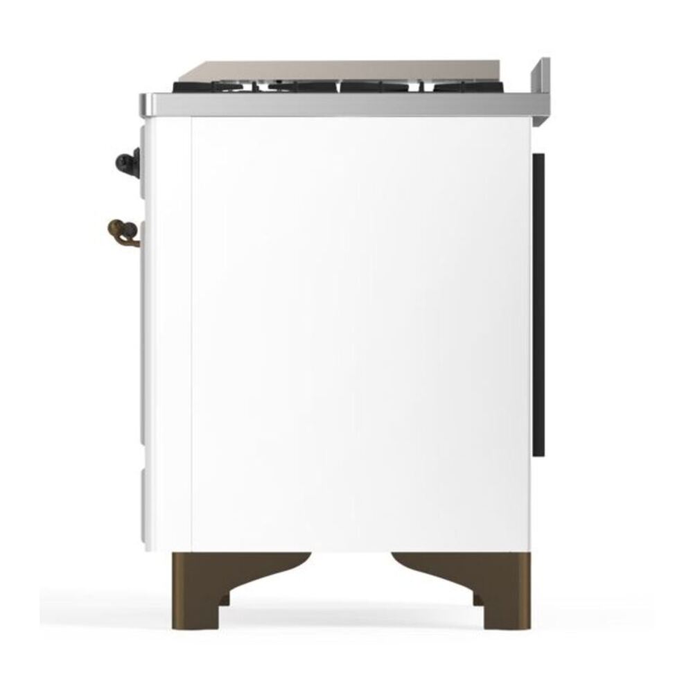 ILVE Majestic II 36 inch Triple Glass Door Natural Gas Dual Fuel Range Burnished White